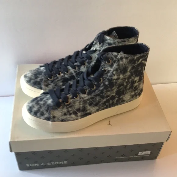 Sun + Stone  Menś High-Top Sneakers Size 9.5M Blue Tie Dye - Picture 7 of 9